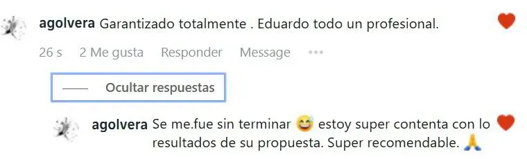 Captura de conversación con cliente agolvera