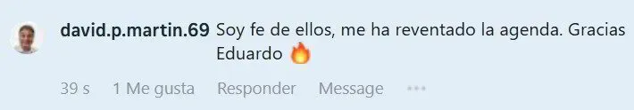 Captura de conversación con cliente David