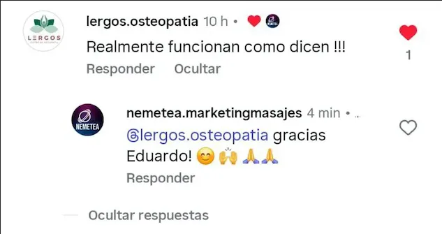 Captura de conversación con cliente Lergos