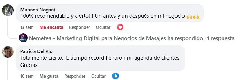 Captura de conversación con cliente Patricia