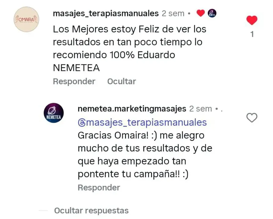 Captura de conversación con cliente Terapias Manuales